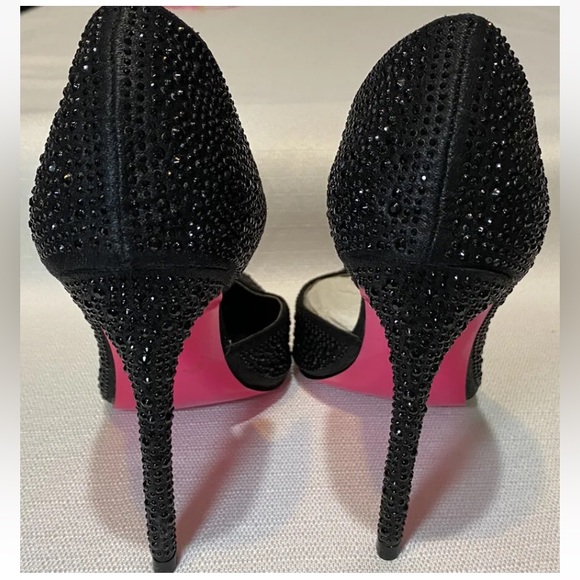 Charlotte Russe Tiara Black Stiletto Rhinestone Heels Size 6 EUC - Picture 3 of 8